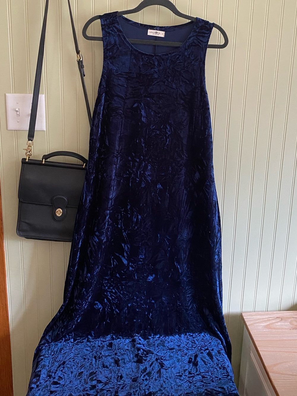Natural life large blue crushed velvet maxi dress